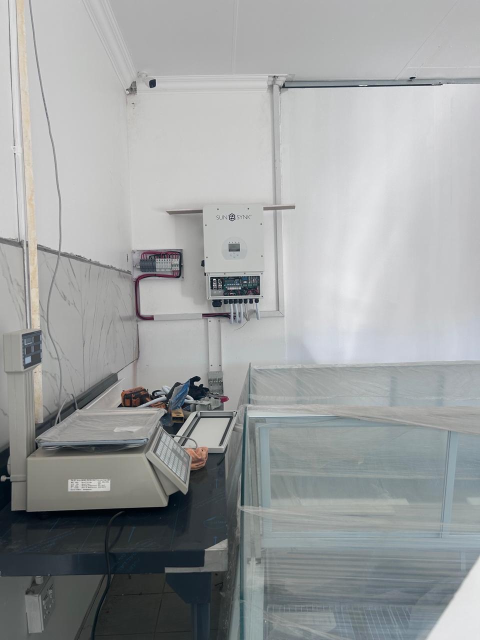 Sunsynk inverter installed for reliable backup power at the supermarket